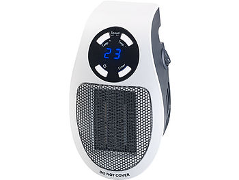 Sichler Steckdosenheizung: Steckdosen-Keramik-Heizlüfter mit Thermostat, Timer, Display, 500 Watt (Kleine Heizung für Steckdose)