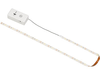 Lunartec Lichtleisten: Indoor-LED-Streifen, 30 LEDs, PIR-Sensor, Batterie, 600 lm, 100 cm (LED Band mit Bewegungsmelder)
