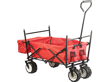 Xcase Faltbollerwagen: Faltbarer Bollerwagen mit Dach und Offroad-Rädern, 80 kg Tragkraft (Klapp Bollerwagen)