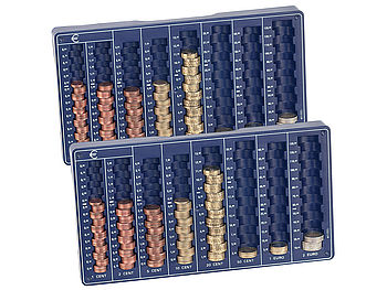 PEARL Münzzähler: 2er-Set Euro-Münzbretter für alle Euro- und Cent-Münzen (Münzsortierer)