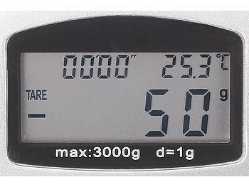 Rosenstein & Söhne Bilancia Da Cucina Digitale Con Timer, 15kg/1g, Acciaio Inox, 5 Unità Di Misura
