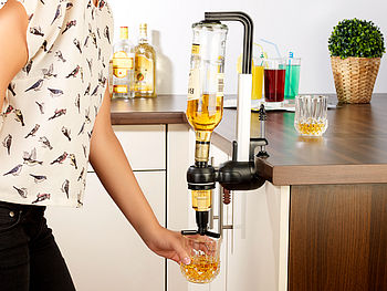 infactory Flaschen-Wandhalterungen: Flaschenhalter mit Portionierer für 3 cl Versandrückläufer (Bar-Butler & Flaschenhalter)