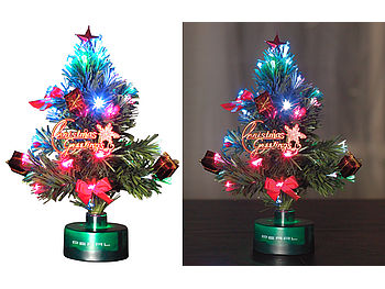 PEARL Mini Weihnachtsbaum: LED-Weihnachtsbaum mit Glasfaser-Farbwechsler (Auto Weihnachtsbaum)