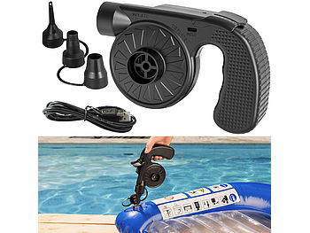 infactory Luftpumpe Luftmatratze: Akku-Luftpumpe mit 3 Ventil-Aufsätzen und USB-Ladefunktion, 500 l/Min. (Akku Pumpe für Luftmatratze)