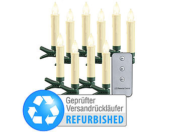 Lunartec LED-Kerze außen: LED-Outdoor-Weihnachtsbaum-Kerzen mit Timer, Versandrückläufer (Weihnachtsbaumkerzen ohne Kabel)