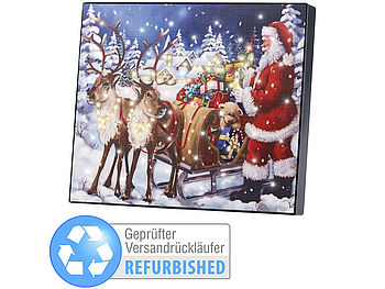 infactory Weihnachtsbild Leinwand: LED-Bild 