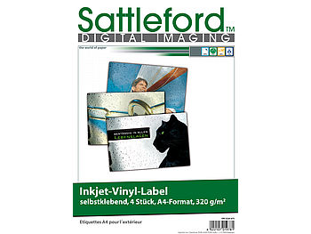 Sattleford wasserfeste Klebefolie: 8 Vinyl-Klebefolien für Inkjet-Drucker, wetterfest, DIN A4, weiß (Klebefolie Tintenstrahldrucker)