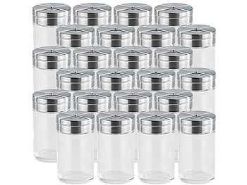 Rosenstein & Söhne Gewürzglas: 24-teiliges stilvolles Gewürzstreuer-Set aus Glas (Gewürzgläser leer)