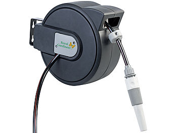 Royal Gardineer Schlauchtrommel: Gartenschlauch mit Wand-Box zum automatischen Aufrollen, 9 m (Gartenschlauchbox)