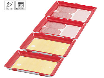 Genius Ideas Aufschnittdosen: 4er-Set Frischhaltedosen für Wurst- und Käse-Aufschnitt (Wurst Aufbewahrungsbox)