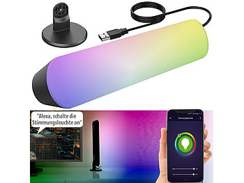 Luminea Home Control Lightbar: 2er-Set WLAN-USB-Stimmungsleuchte mit RGB+CCT-LEDs, App, 80 lm, 3,5 W (LED Lightbar)