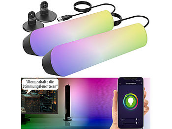 Luminea Home Control Lightbar: 2er-Set WLAN-USB-Stimmungsleuchte mit RGB+CCT-LEDs, App, 80 lm, 3,5 W (LED Lightbar)
