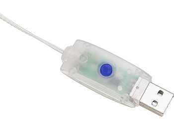 Lunartec USB Lichterkette: 2er-Set USB-LED-Lichterdraht, 100 LEDs, 8 Modi, 10 m, warmweiß (LED Lichterkette USB)