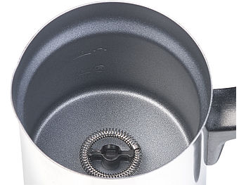 Rosenstein & Söhne Milchkocher elektrisch: Elektrischer Edelstahl-Milchaufschäumer, 115/240 ml, antihaft, 500 W (Milchwärmer elektrisch)
