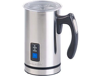 Rosenstein & Söhne Milchkocher elektrisch: Elektrischer Edelstahl-Milchaufschäumer, 115/240 ml, antihaft, 500 W (Milchwärmer elektrisch)