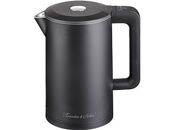 Rosenstein & Söhne Design-Wasserkocher: Edelstahl-Wasserkocher, Temperaturwahl, Warmhaltefunktion, LED, 1,5 l (Elektronischer Wasserkocher)