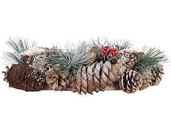 infactory Türkranz: Advents- und Weihnachtskranz mit LED-Beleuchtung, grün, rot, Ø 30 cm (Türkranz Weihnachten außen)