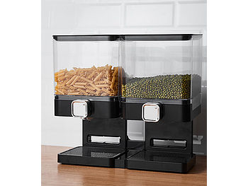 Rosenstein & Söhne Müslispender: Doppel-Spender für Cerealien & Snacks, 33,5 x 30,5 x 16,5 cm, schwarz (Cornflakes Spender)