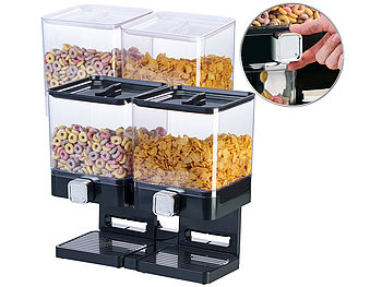 Rosenstein & Söhne Müsli-Boxen: 2er-Set Doppel-Spender, je 33,5 x 30,5 x 16,5 cm, weiß + schwarz (Behälter für Müsli)