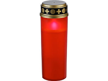 PEARL Elektrische Grabkerzen: 8er-Set XL-LED-Grablichter, Lichtsensor, Batteriebetrieb, 21 cm, rot (Elektrische Grablichter)