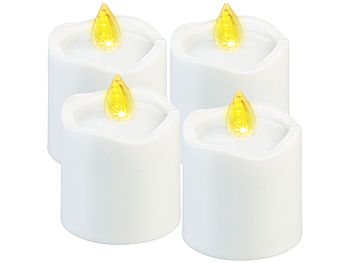 PEARL LED Kerzen für Friedhof: 4er-Set flackernde Grablicht-LED-Kerzen mit Dämmerungssensor, weiß (Grablicht Laterne)