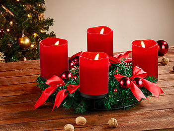 Britesta LED Kerze: 4er-Set flackernde LED-Adventskerzen mit Fernbedienung, dimmbar, rot (LED Kerzen mit Fernbedienung)