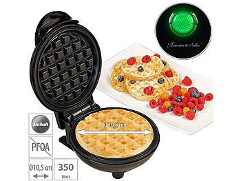 Rosenstein & Söhne Waffelmaschine: Mini-Waffeleisen für runde Belgische Waffeln mit Ø 10,5 cm, 350 Watt (nonstick-Waffeleisen)