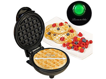 Rosenstein & Söhne Waffelmaschine: Mini-Waffeleisen für runde Belgische Waffeln mit Ø 10,5 cm, 350 Watt (nonstick-Waffeleisen)