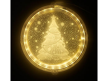 Lunartec Weihnachten Dekos: Weihnachtliches Fenster-Licht mit Weihnachtsbaum-Motiv, Ø 16 cm (LED Licht Deko Weihnachten)