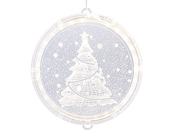 Lunartec Weihnachten Dekos: Weihnachtliches Fenster-Licht mit Weihnachtsbaum-Motiv, Ø 16 cm (LED Licht Deko Weihnachten)