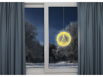 Lunartec Weihnachten Dekos: Weihnachtliches Fenster-Licht mit Weihnachtsbaum-Motiv, Ø 16 cm (LED Licht Deko Weihnachten)