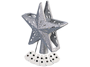 infactory Christbaumspitze: LED-Weihnachtsstern-Baumspitze mit Projektor, silber (LED-Weihnachtsbaumspitze)