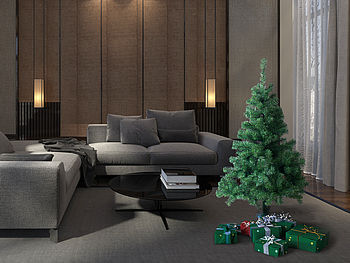 infactory Deko: Künstlicher Weihnachtsbaum, 120 cm, 250 Spitzen, mit Ständer (Plastik Weihnachtsbaum)