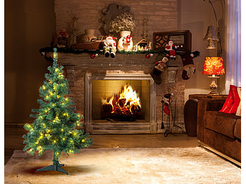 infactory Weihnachtsbaum mit Licht: Weihnachtsbaum mit Bodenständer, 120 cm, 250 Spitzen, 100 LEDs (Künstlicher Tannenbaum mit LED)