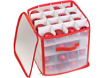 infactory Weihnachtskugelbox: Aufbewahrungsbox für 64 Christbaumkugeln bis 6 cm, Tragegriffe (Christbaumkugeln Aufbewahrung)