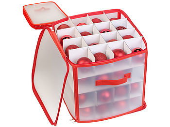infactory Weihnachtskugelbox: Aufbewahrungsbox für 64 Christbaumkugeln bis 6 cm, Tragegriffe (Christbaumkugeln Aufbewahrung)