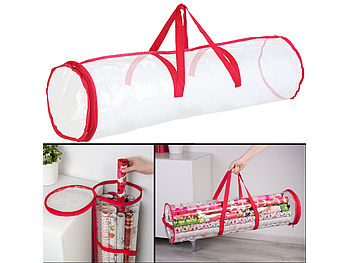 infactory Geschenkpapier Tasche: 2er-Set Geschenkpapier-Aufbewahrungstasche, transparent, 79 x 22 cm (Aufbewahrung Geschenkpapier)