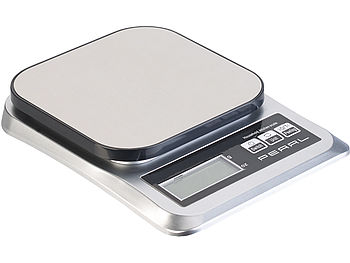 PEARL Küchenwaage Akku USB: Digitale Akku-Küchenwaage bis 5 kg, mit großem Display und Mess-Schale (Küchenwaage USB aufladbar)