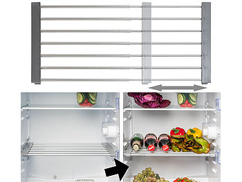 Rosenstein & Söhne Kühlschrank Boden: Universal-Einlegeboden, für Kühlschrank/Regale, ausziehbar bis 60 cm (Kühlschrank ausziehbare Böden)