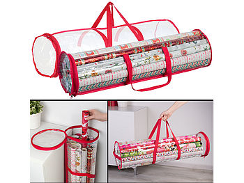 infactory Geschenkpapier Tasche: 2er-Set Geschenkpapier-Aufbewahrungstasche, transparent, 79 x 22 cm (Aufbewahrung Geschenkpapier)