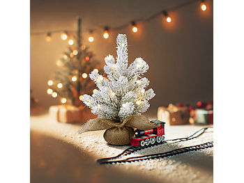 infactory Deko-Weihnachtsbaum mit Schnee, 20 LEDs, 26 cm, USB-Betrieb