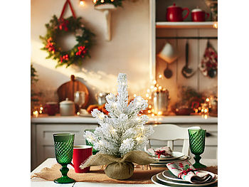 infactory Deko-Weihnachtsbaum mit Schnee, 20 LEDs, 26 cm, USB-Betrieb