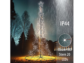 Lunartec LED Tannenbaum Outdoor: LED-Metall-Tannenbaum, Stern, für außen, 180 cm, 500 LEDs, IP44 (LED Weihnachtsbaum Outdoor)