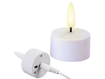 Lunartec Teelichter mit Timer: 12er-Set Akku-LED-Teelichter mit realistischer Flamme & Fernbedienung (aufladbare Teelichter mit Timer)