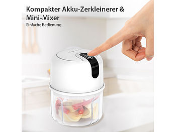 Rosenstein & Söhne Zwiebelschneider: Kompakter Akku-Zerkleinerer & Mini-Mixer, USB, 200 ml, 1.200 mAh (Mini Zerkleinerer elektrisch)