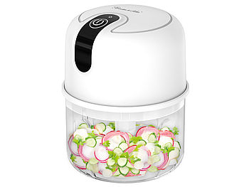 Rosenstein & Söhne Zwiebelschneider: Kompakter Akku-Zerkleinerer & Mini-Mixer, USB, 200 ml, 1.200 mAh (Mini Zerkleinerer elektrisch)