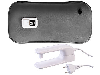 infactory Wärmeflasche: Große elektrische Samt-Wärmflasche, Display, 65 °C, 37,5 x 19,5 x 4 cm (Wärmekissen elektrisch)
