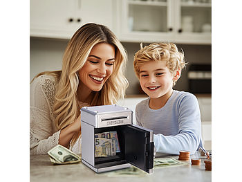 infactory Spardose Jungen: <b>Elektrische Spardose für Kinder:</b> in Tresor-Form, Versandrückläufer (Kinder Geldtresore)
