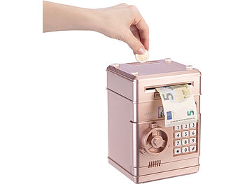 infactory Elektronische Spardose: Elektronisk spargris för barn, i form av ett bankfack, med kodlås, rosa (Spardose mit Code)