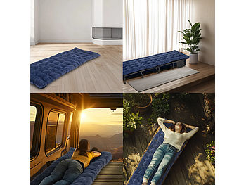 Semptec Feldbett-Auflage: Weiche XL-Feldbettauflage 190 x 68 cm, dunkelblau, waschbar (Outdoor Feldbett Matratze)